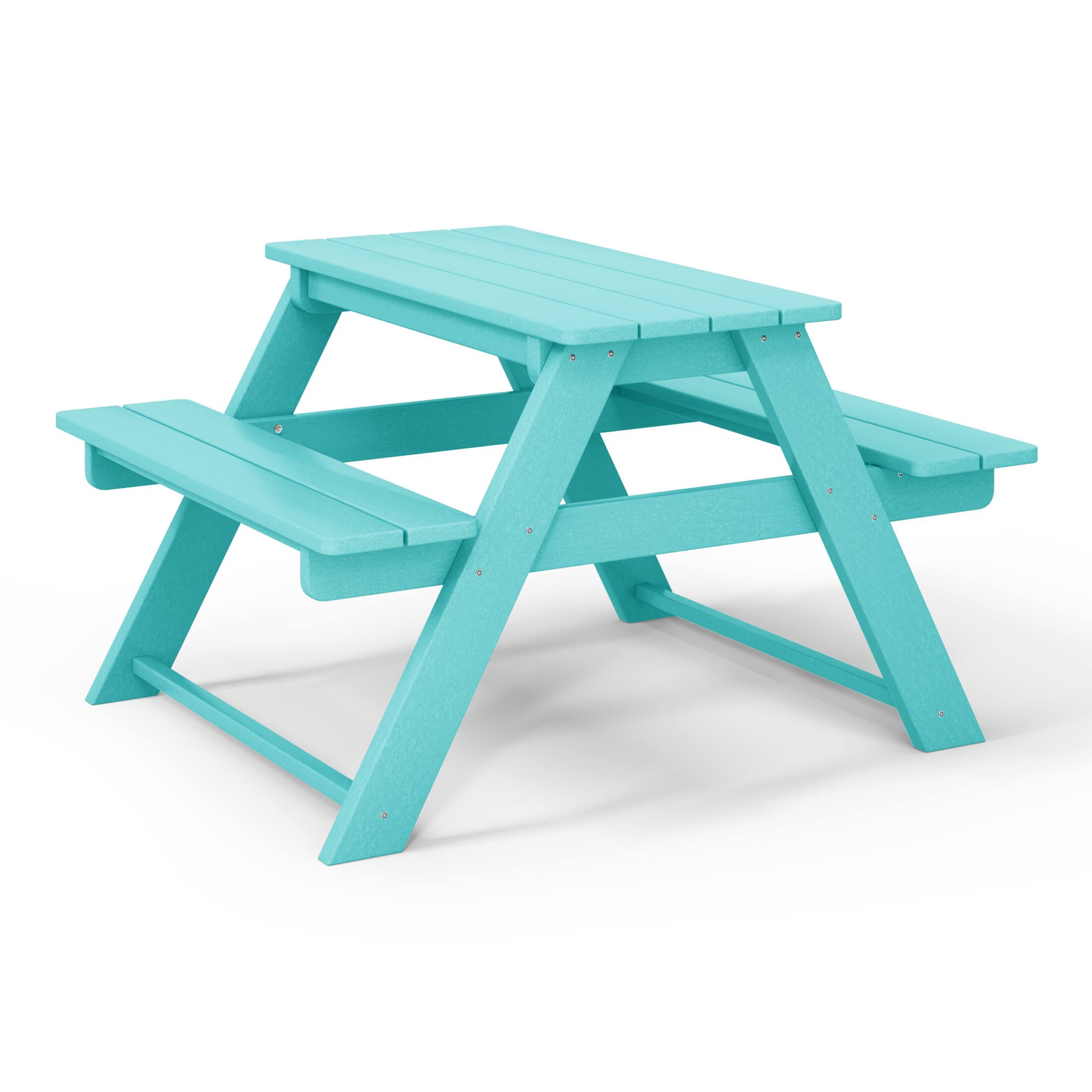 Left. WestinTrends - WestinTrends Malibu Outdoor Patio Kids HDPE Plastic Picnic Bench Table - Turquoise.