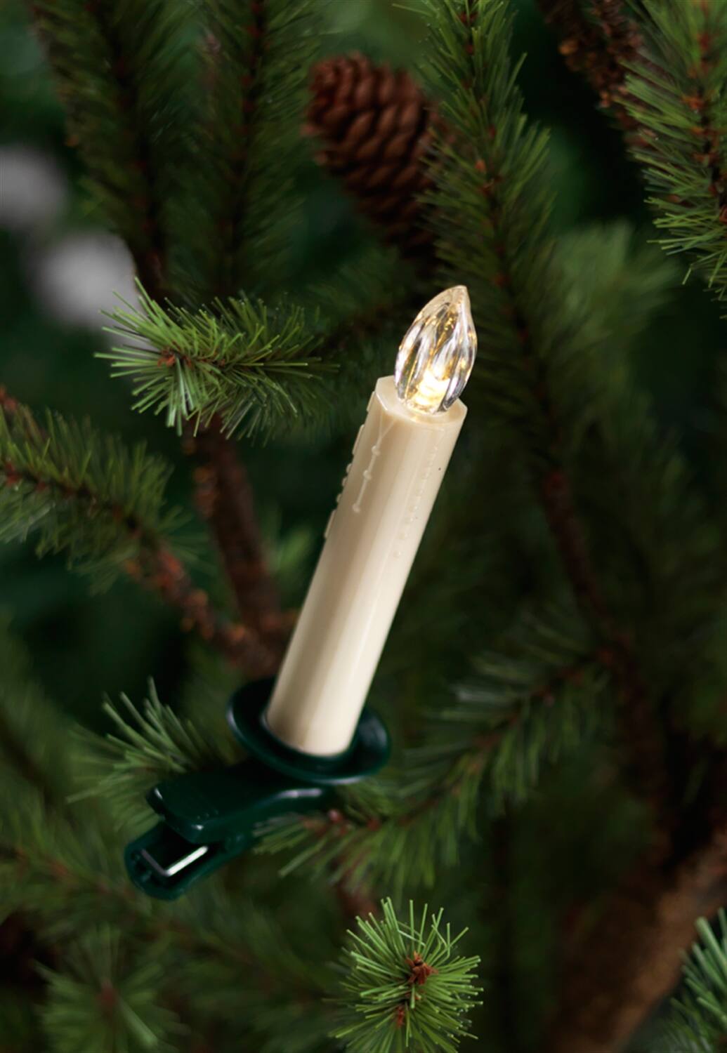 Front. BreeBe - LED Clip on Tree Taper Candles with Remote (Set of 12) - White.