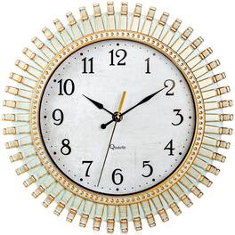 Dazzed Corner - 12" Battery Operated Quartz Wall Clock, Silent Non-Ticking Round Clock - Aqua