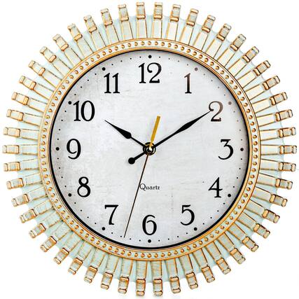 Front. Dazzed Corner - 12" Battery Operated Quartz Wall Clock, Silent Non-Ticking Round Clock - Aqua.