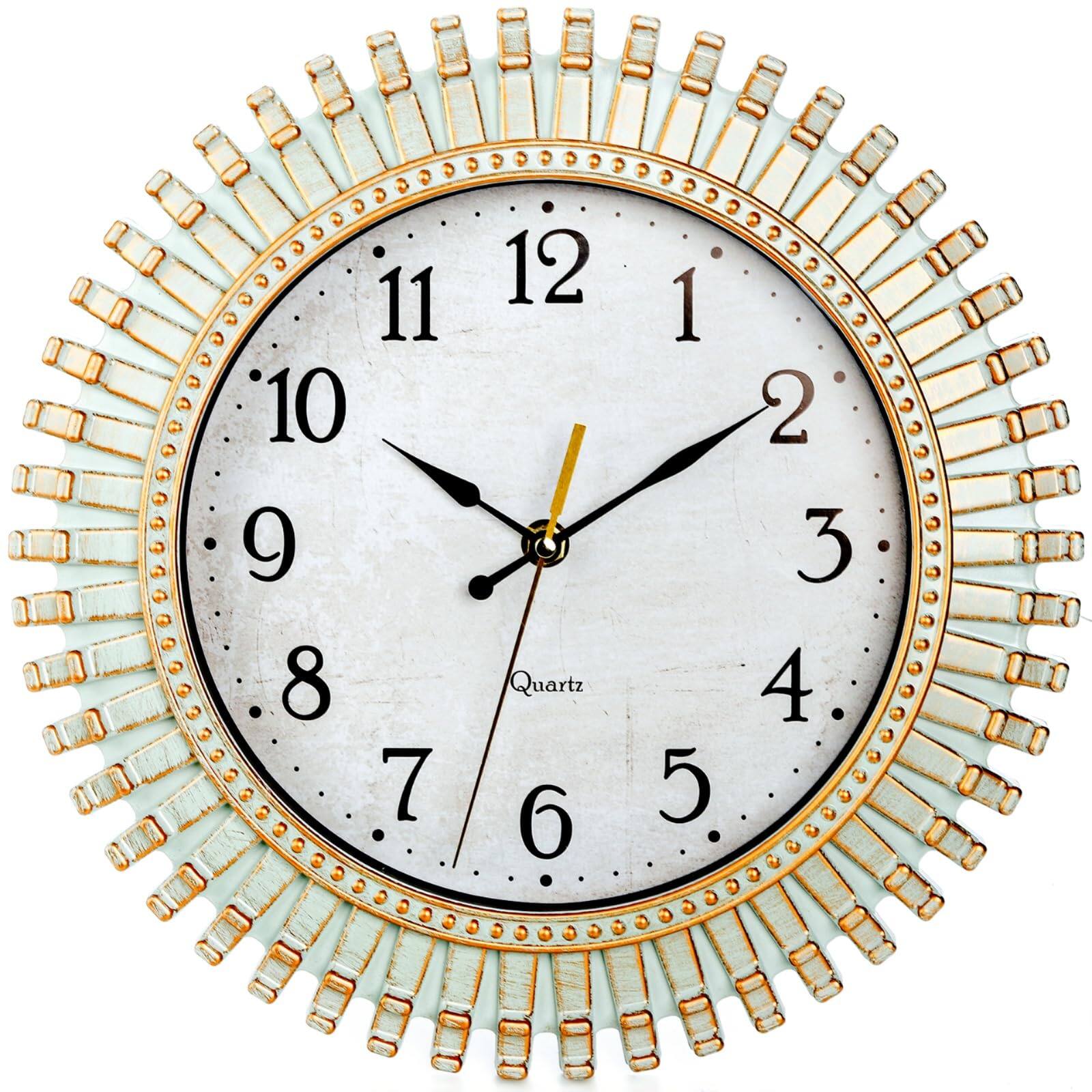 Front. Dazzed Corner - 12" Battery Operated Quartz Wall Clock, Silent Non-Ticking Round Clock - Aqua.