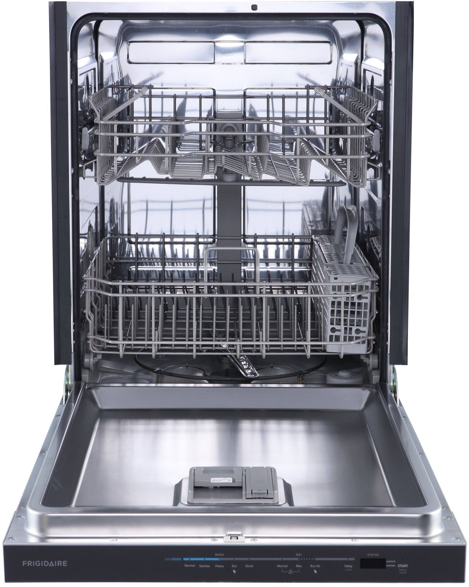 Frigidaire is the brand of the dishwasher shown in the image.