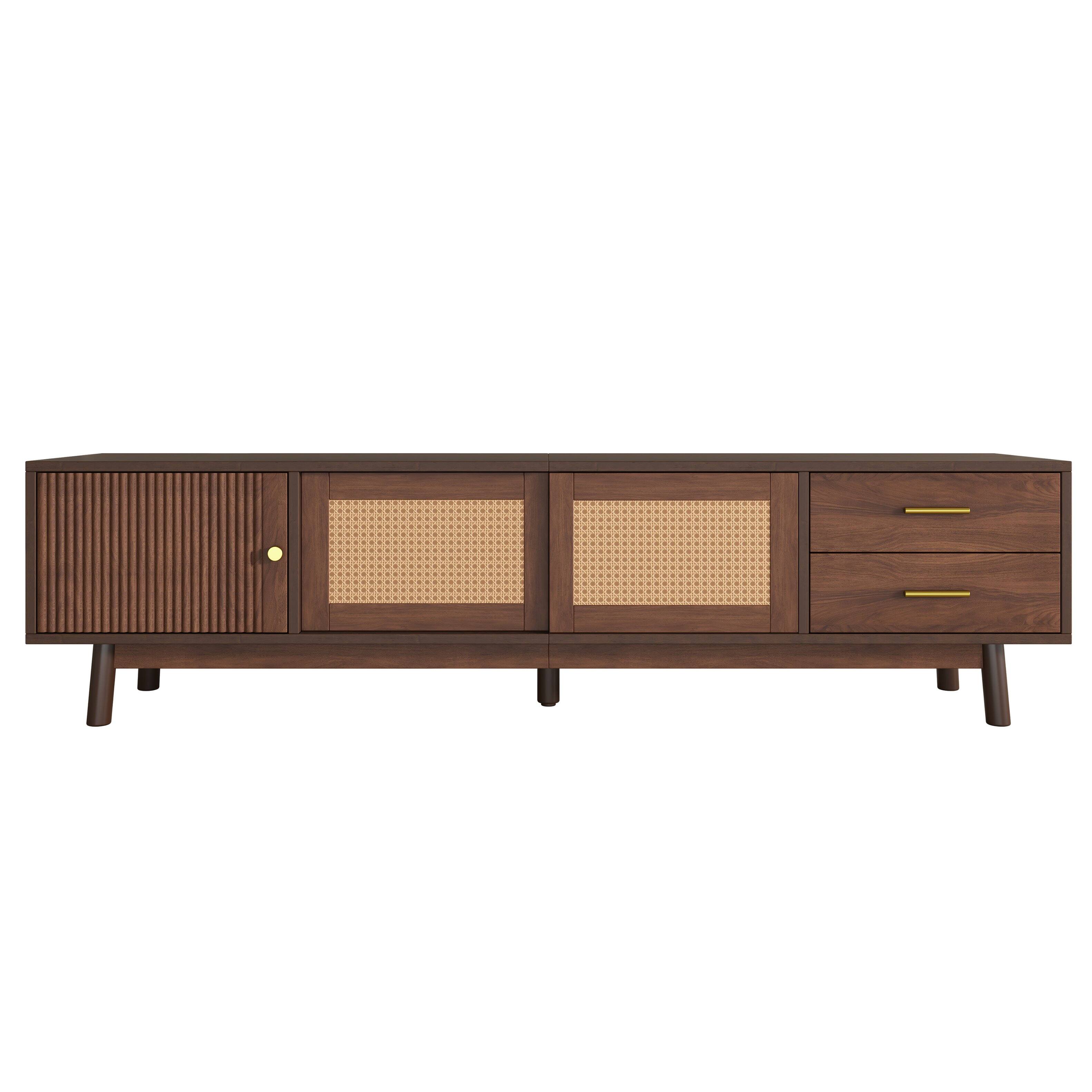 Alt View 7. Spaco - Spaco Modern TV Stand for 80" TVs with Sliding Doors and Drawers, TV Table with Storage for Living Room, Bedroom - Dark Brown.