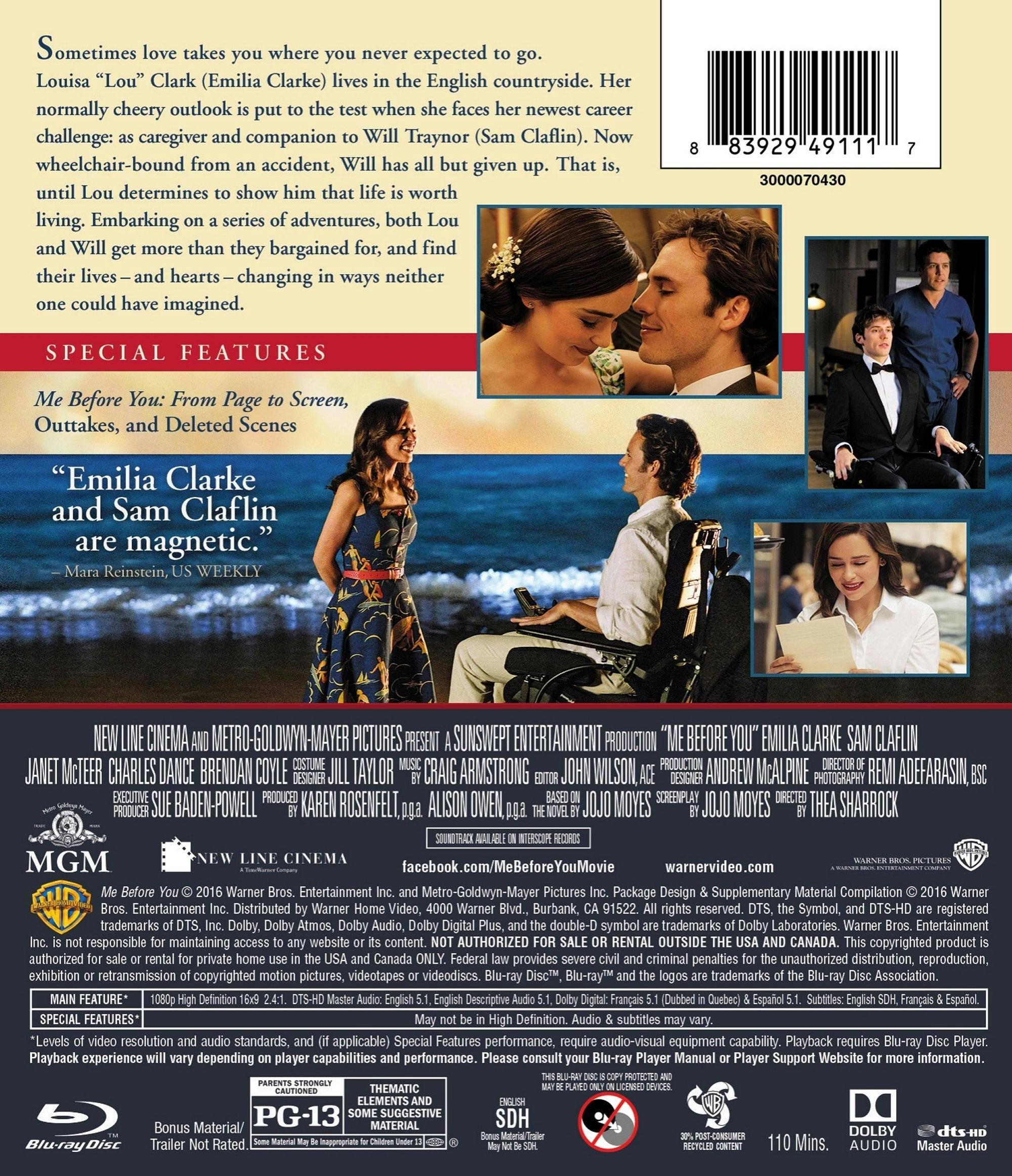 Back. Me Before You [Blu-ray].