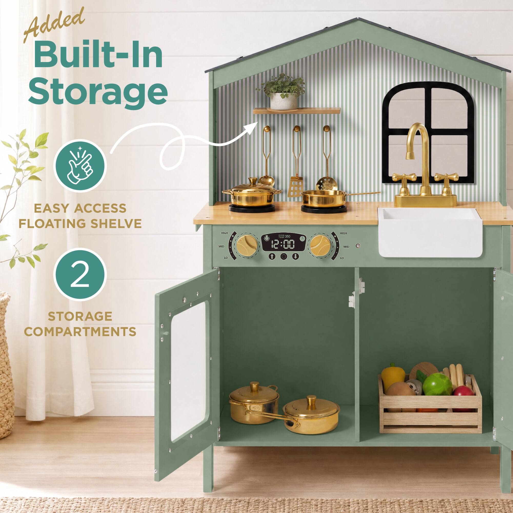 Added Built-In Storage

EASY ACCESS FLOATING SHELF

2 STORAGE COMPARTMENTS