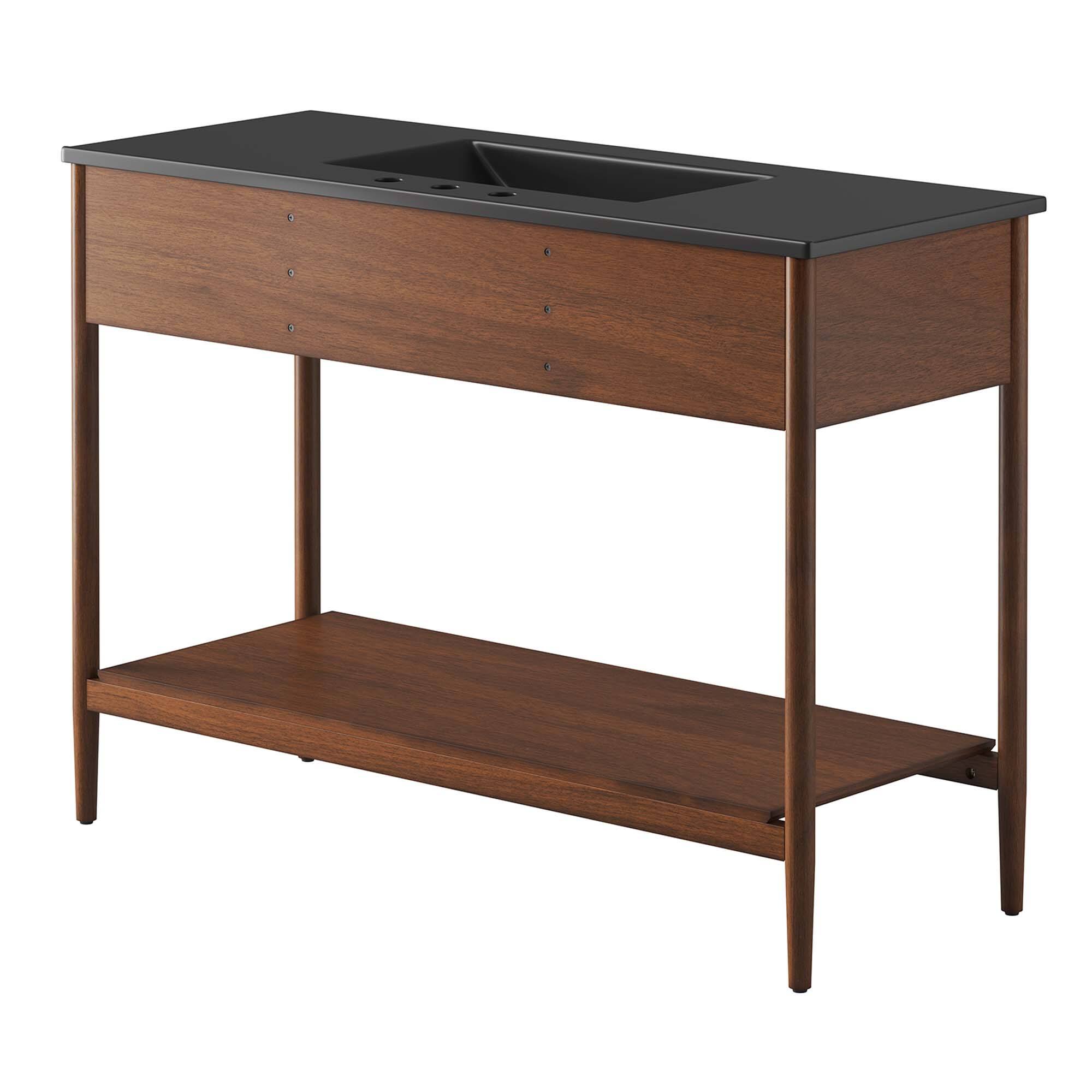 Alt View 4. Modway - Zaire Bathroom Vanity Basin Included by Modway - Walnut Black.