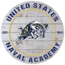 Jardine - Navy Midshipmen 20'' x 20'' Indoor/Outdoor Weathered Circle Sign - White