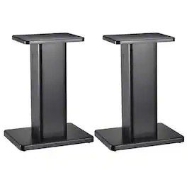Unique Bargains - 2pcs Wood Speaker Stands, Sturdy Hollow Base for Optimal Positioning of Bookshelf Speakers in Home Theater - Black