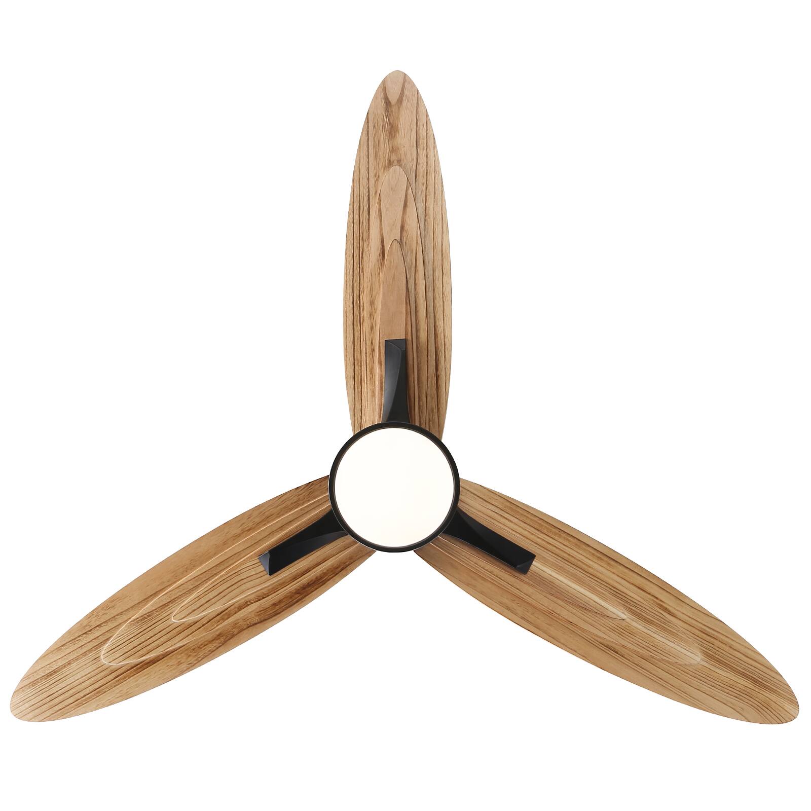 Alt View 4. Sofucor - 56 Inch Natural Wood Ceiling Fan with Lights and Remote Bedroom Farmhouse Flush Mount Ceiling Fan Reversible DC - Black.