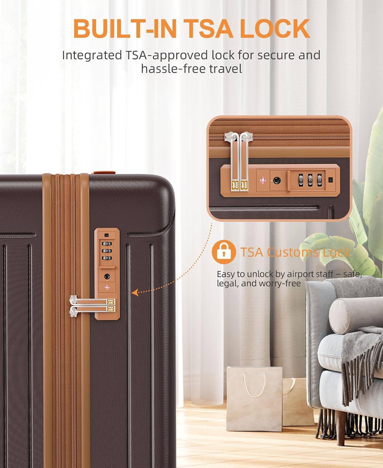 BUILT-IN TSA LOCK

Integrated TSA-approved lock for secure and hassle-free travel

TSA Customs Lock

Easy to unlock by airport staff – safe, legal, and worry-free