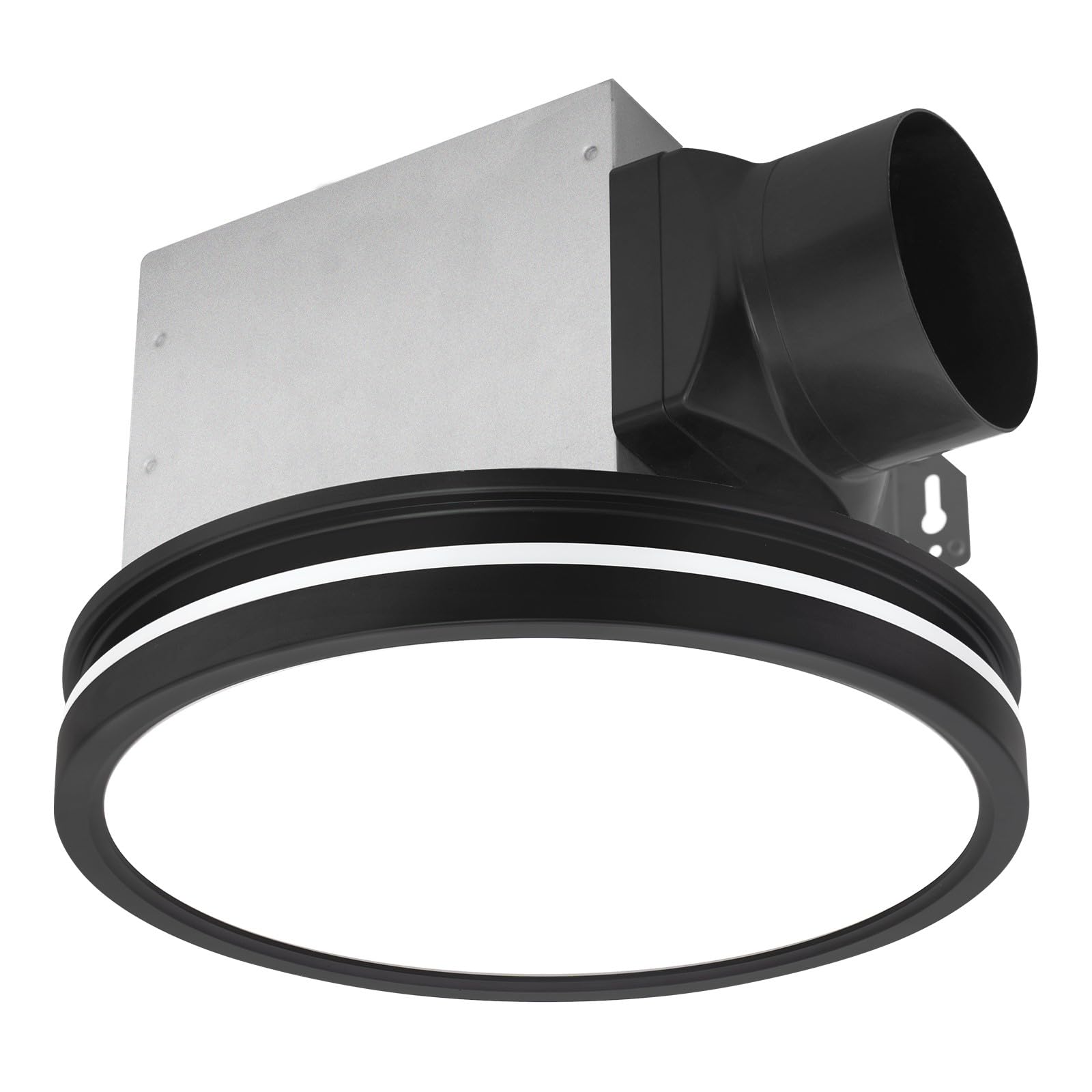 Front. Akicon - Bathroom Exhaust Fan with Light, Dimmable 3CCT LED Light with Night Light, 80 CFM, 2 Sones, Round, Black - Black.