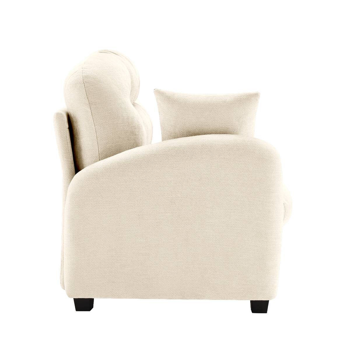 Back. Ropilly - Ropilly Beige Chenille Modular Sofa Single Seat Sectional Sofa for Small Space Lounge - Beige.