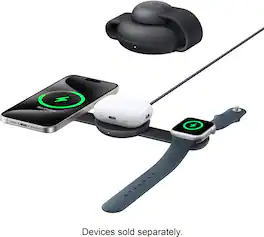 Anker - MagGo 15W Qi2 Certified Wireless Charging Pad (3-in-1, Foldable Pad) for iPhone - Black