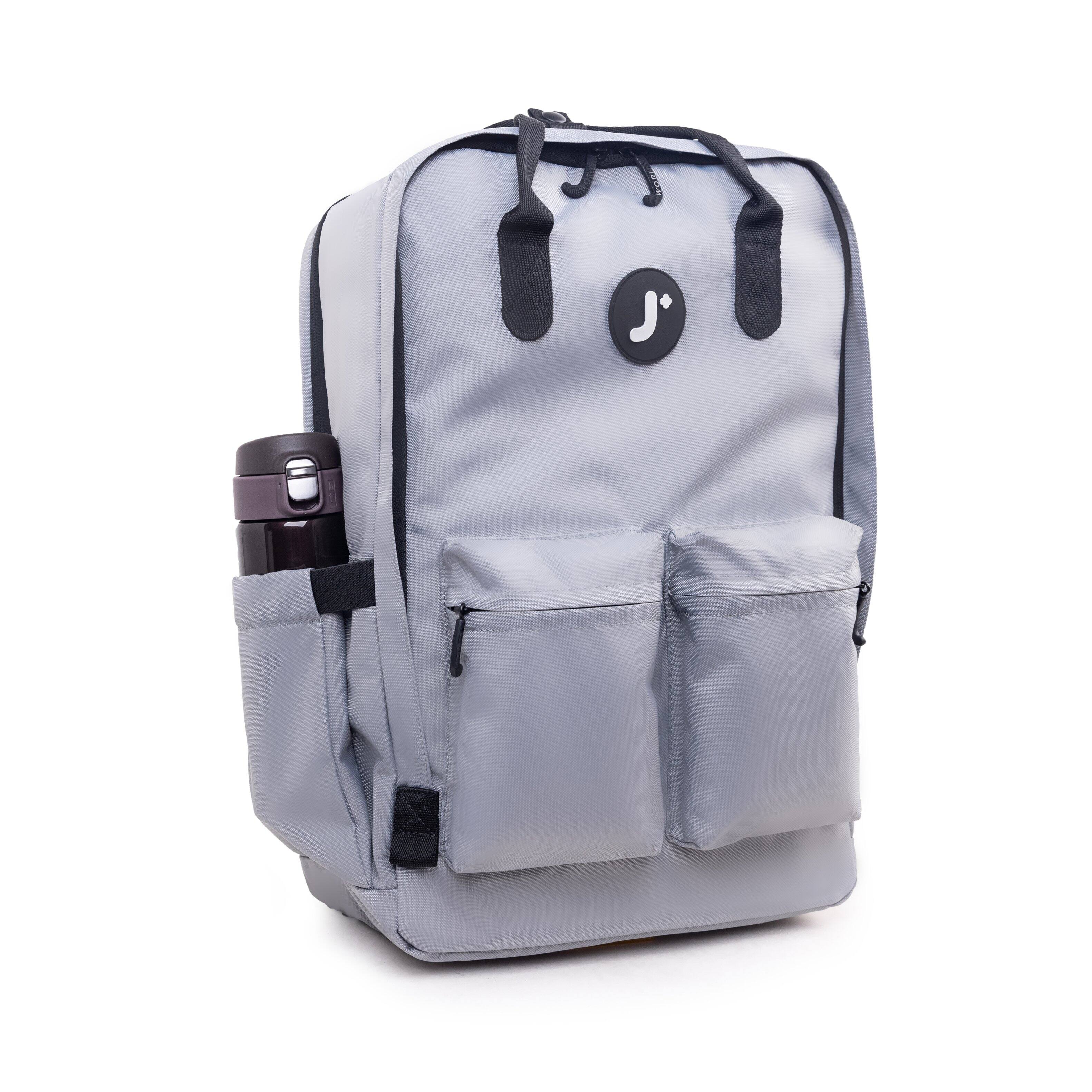 Angle. J World - J World Unisex Timo Multi-Functional Laptop Backpack for School and Travel, Grey - GREY.