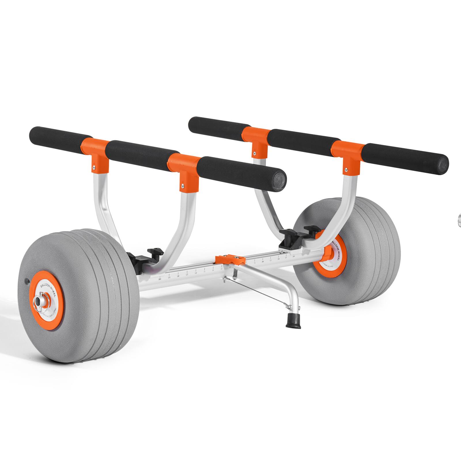 Alt View 5. VEVOR - Kayak Cart, 350 lbs Load Capacity, Kayak Trolley with 12-inch Inflatable PU Tires & 2 Straps, Assembles & Disassembles - Black and orange.