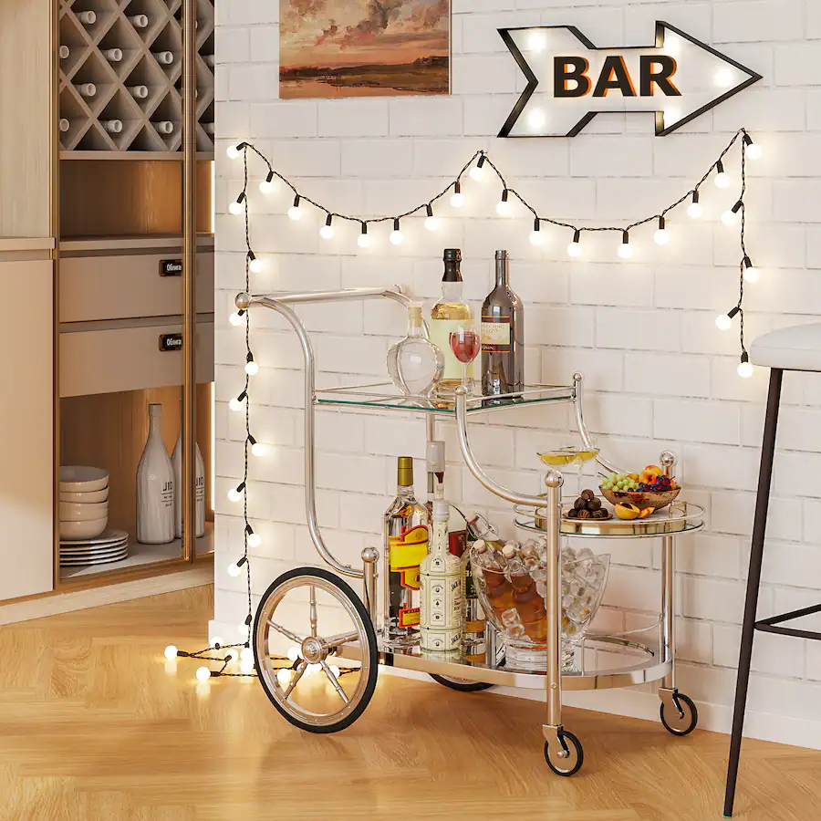 D Max Rear Bar Gymax Bar Cart 3 Tier Home Bar Serving Cart on Wheels w/ Mirrored ...