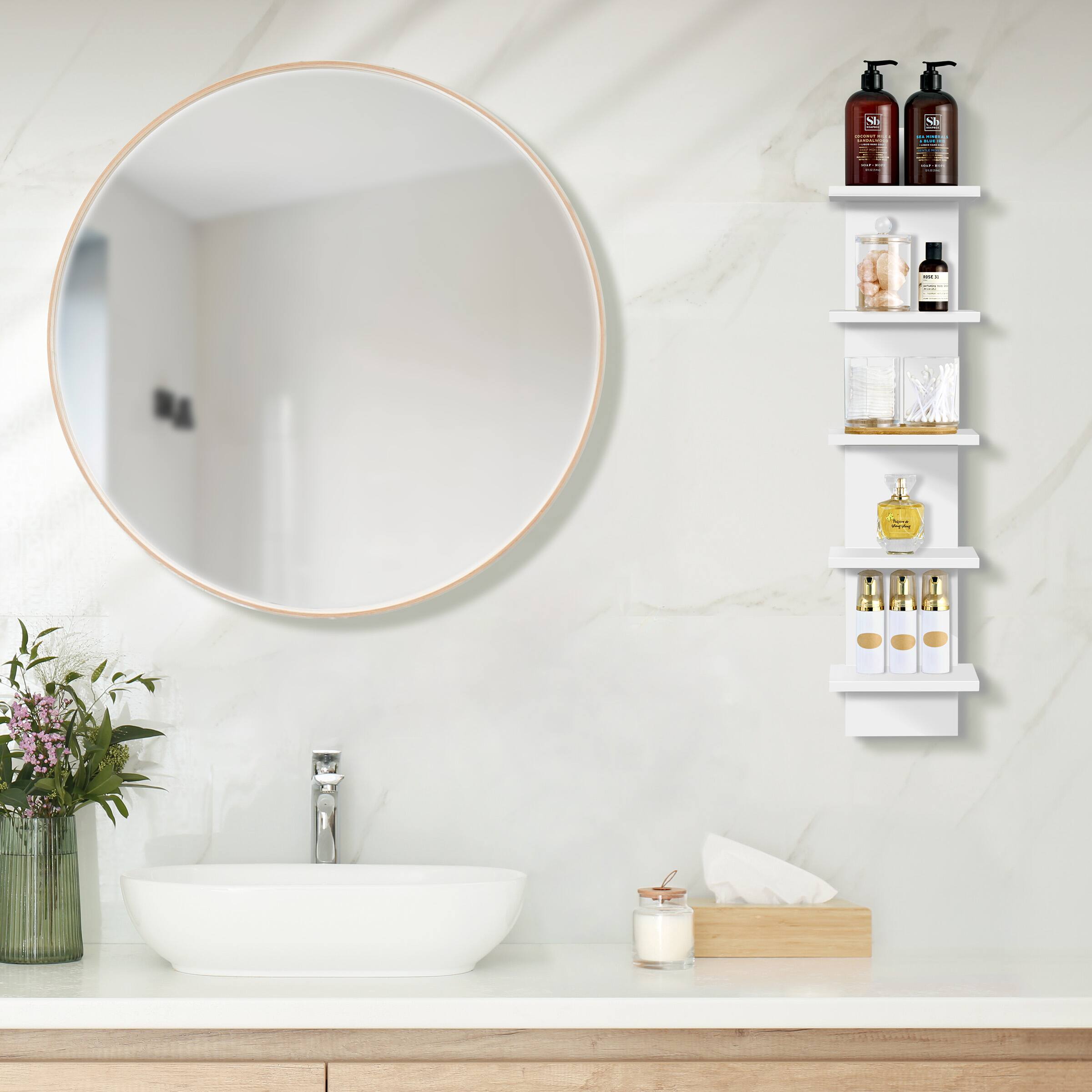 Alt View 1. Sorbus - Sorbus 5 Tier Wall-Mounted Floating Shelves Vertical Column Wall Shelf Unit (White) - White.