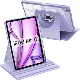 Fintie - Rotating Case for iPad Air 11-inch (M4/M3/M2) & iPad Air 4th/5th Gen 10.9 inch | 360° Swivel Stand & Pencil Holder - Purple
