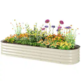 Outsunny - x 2' x 1' Galvanized Raised Garden Bed Kit - Cream White
