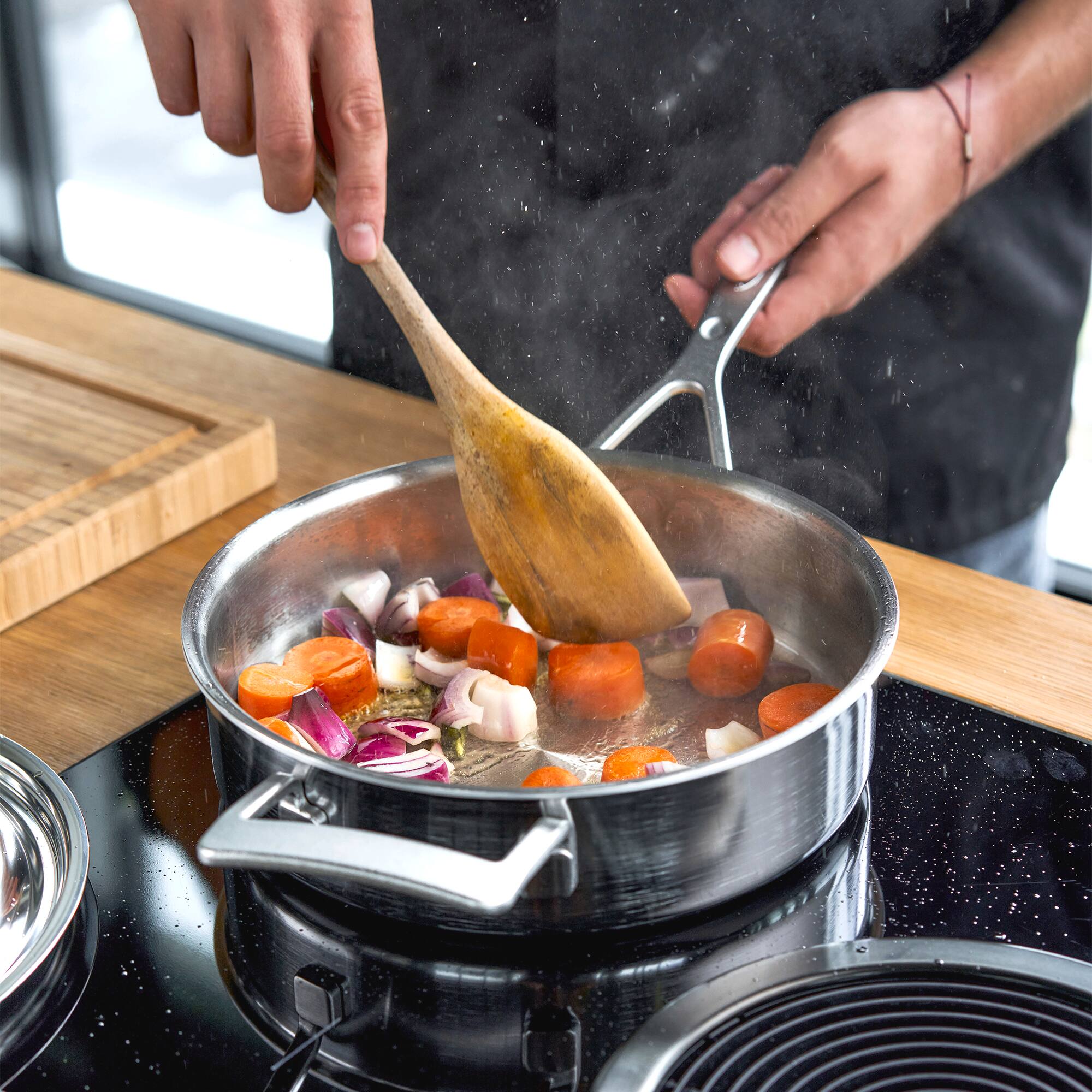 Alt View 7. Demeyere - Demeyere Industry 5-Ply 3-qt Stainless Steel Saute Pan with Handle Helper - Stainless Steel.