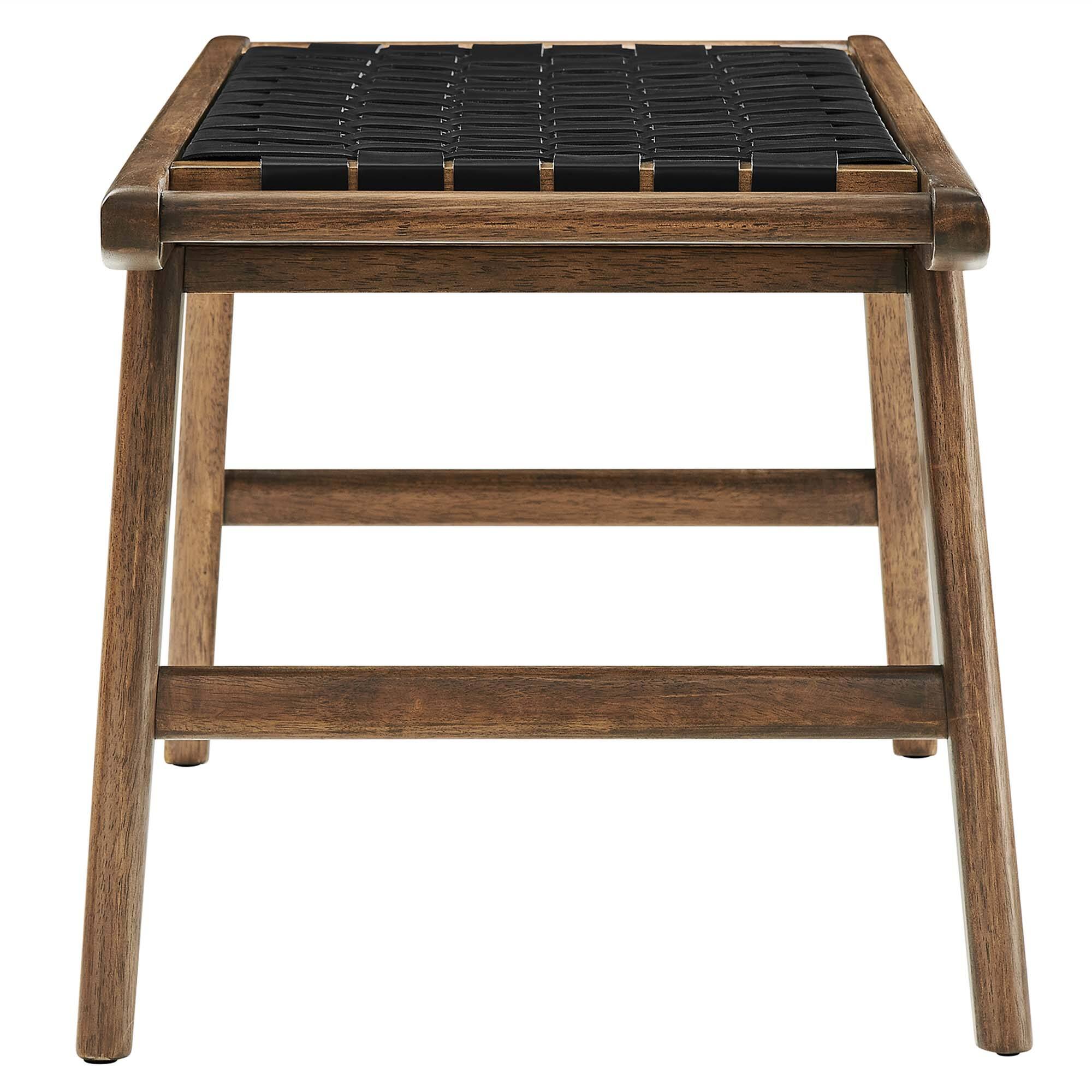 Alt View 2. Modway - Saoirse 47" Faux Leather Wood Bench by Modway - Walnut Black.