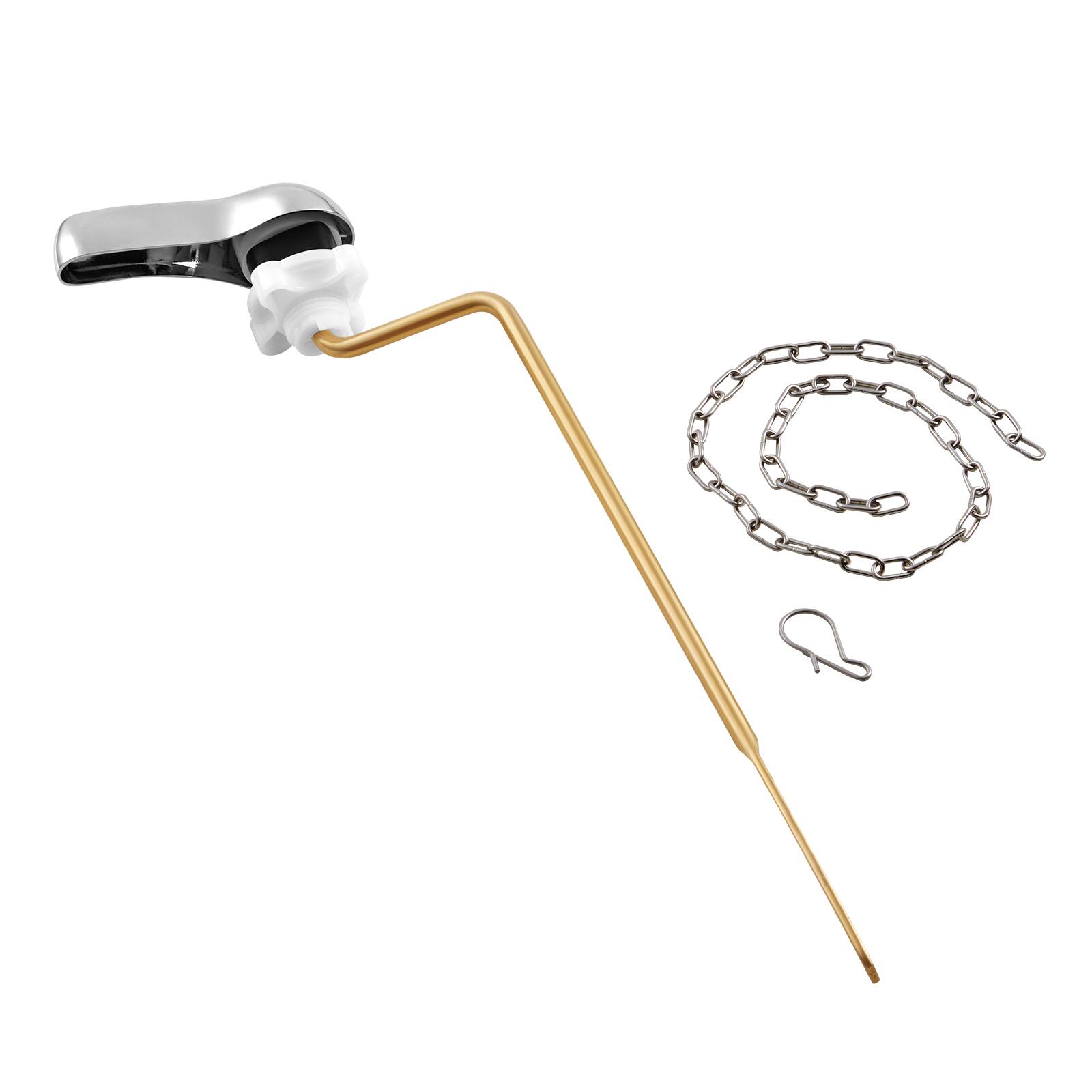 Alt View 5. VEVOR - Toilet Handle Replacement Kit, Side Mount Universal Toilet Handle,Toilet Handle Lever with Stainless Steel Flapper Chain - Silver.