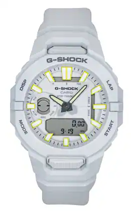 G-SHOCK DISP SIG 0 I 100 G-SHOCK CASIO STEP TRACK MAX LAP ALM REC MODE HND MIN 0.00 9.19 km START