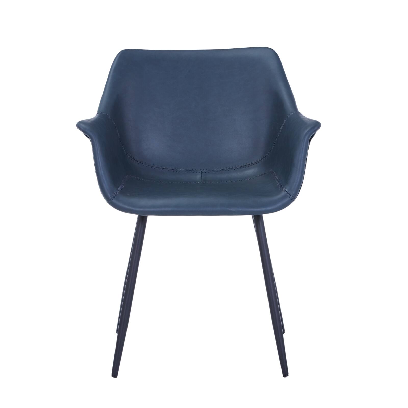 Alt View 6. LeisureMod - Markley 4-PCS Contemporary Distressed Leather Dining & Office Accent Chair - Iron Legs - Peacock Blue.