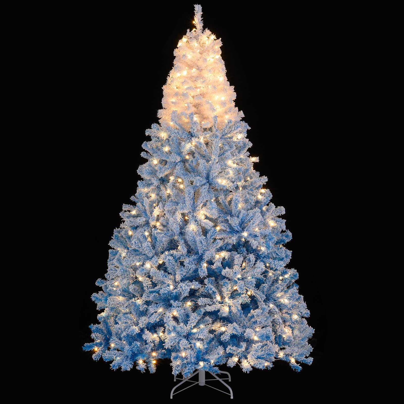 Alt View 5. Costway - Costway 8 FT Artificial Christmas Tree with 470 Warm White LED Lights, 8 Lighting Modes & Folding Metal Stand - Blue+White.