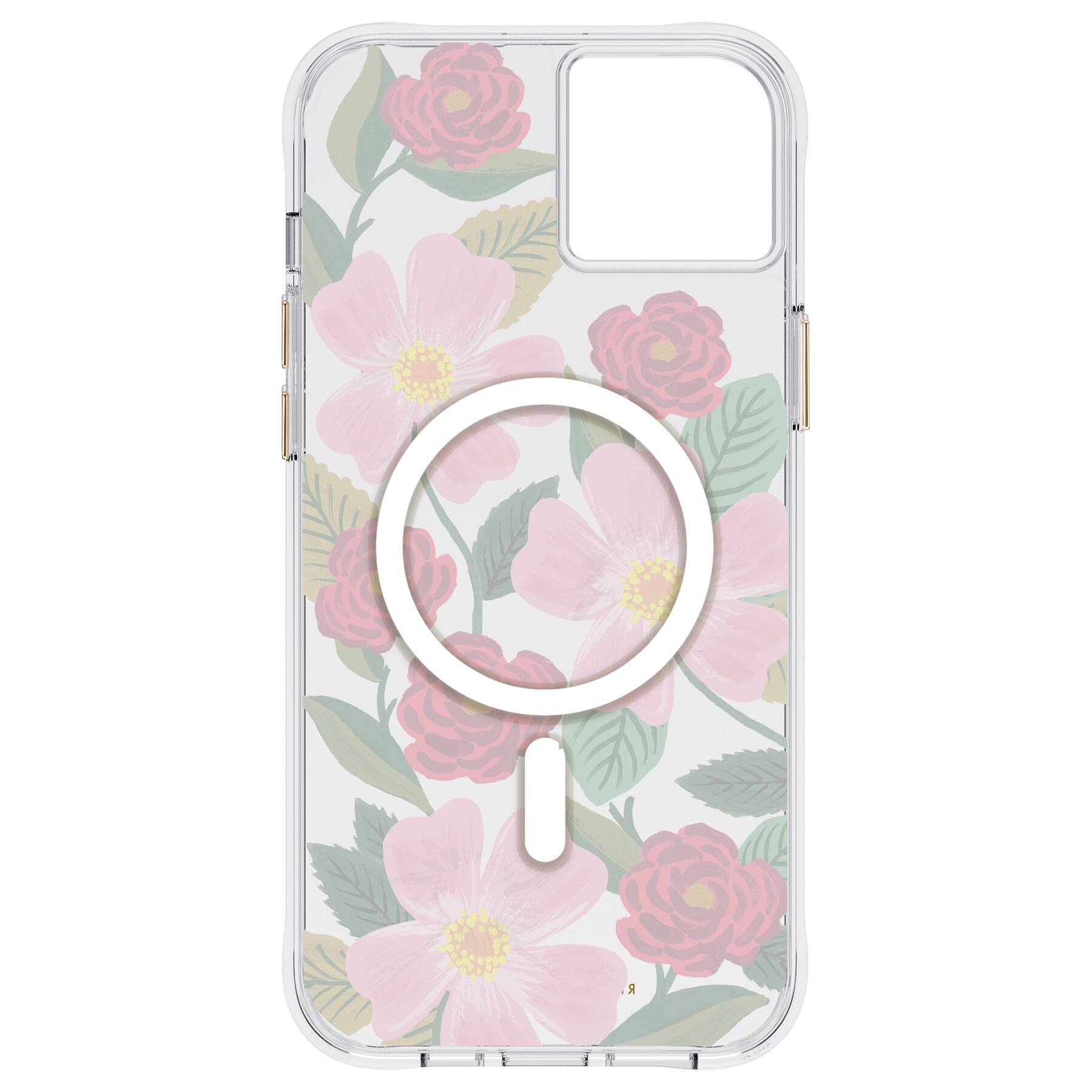 Alt View 1. Rifle Paper - Antimicrobial Hardshell Case with MagSafe for Apple iPhone 14 Plus - Rose Garden.