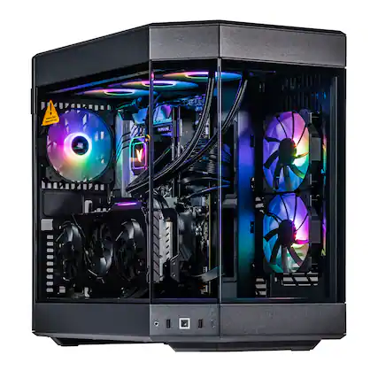 Front. Velztorm - Velztorm Black Praetix Desktop PC (Intel i9-14900K, 64GB DDR5, 2TB PCIe SSD + 6TB HDD, RTX 5080, Win 11 Pro) - Black.
