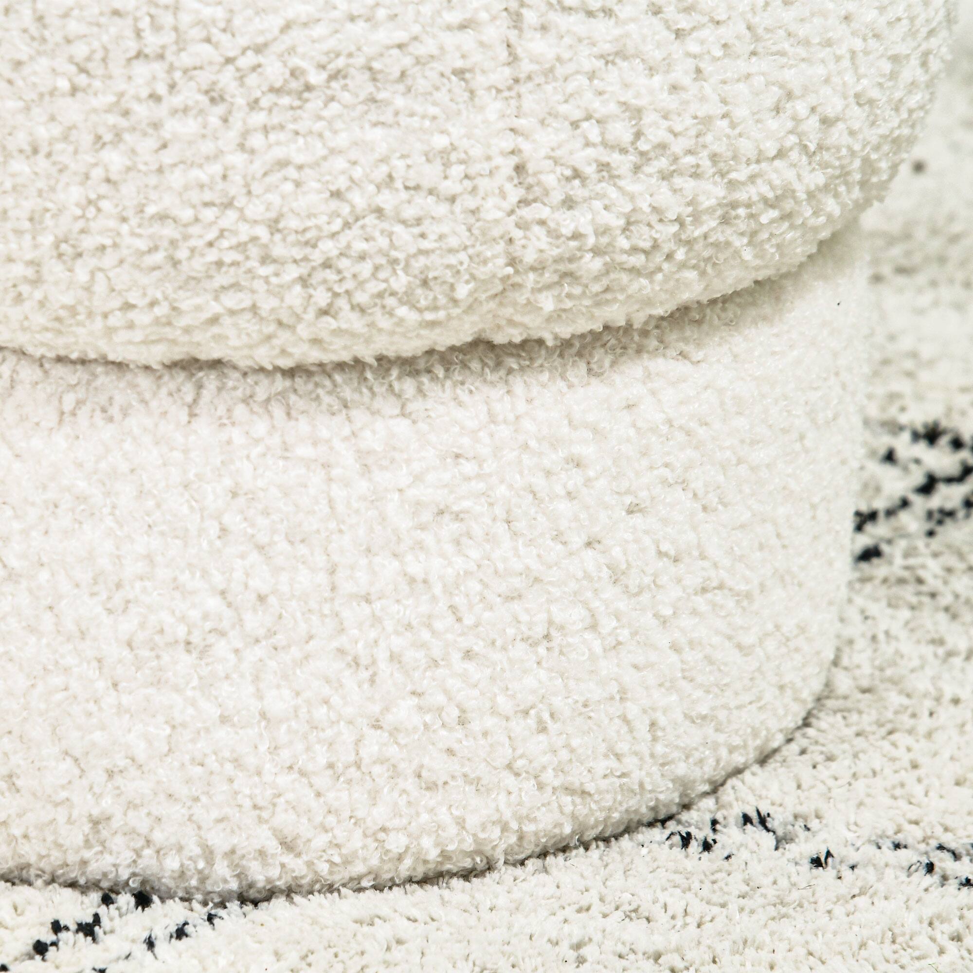 Alt View 8. Homcom - Modern Round Teddy Fleece Ottoman Foot Stool w/ Padded Seat - White.