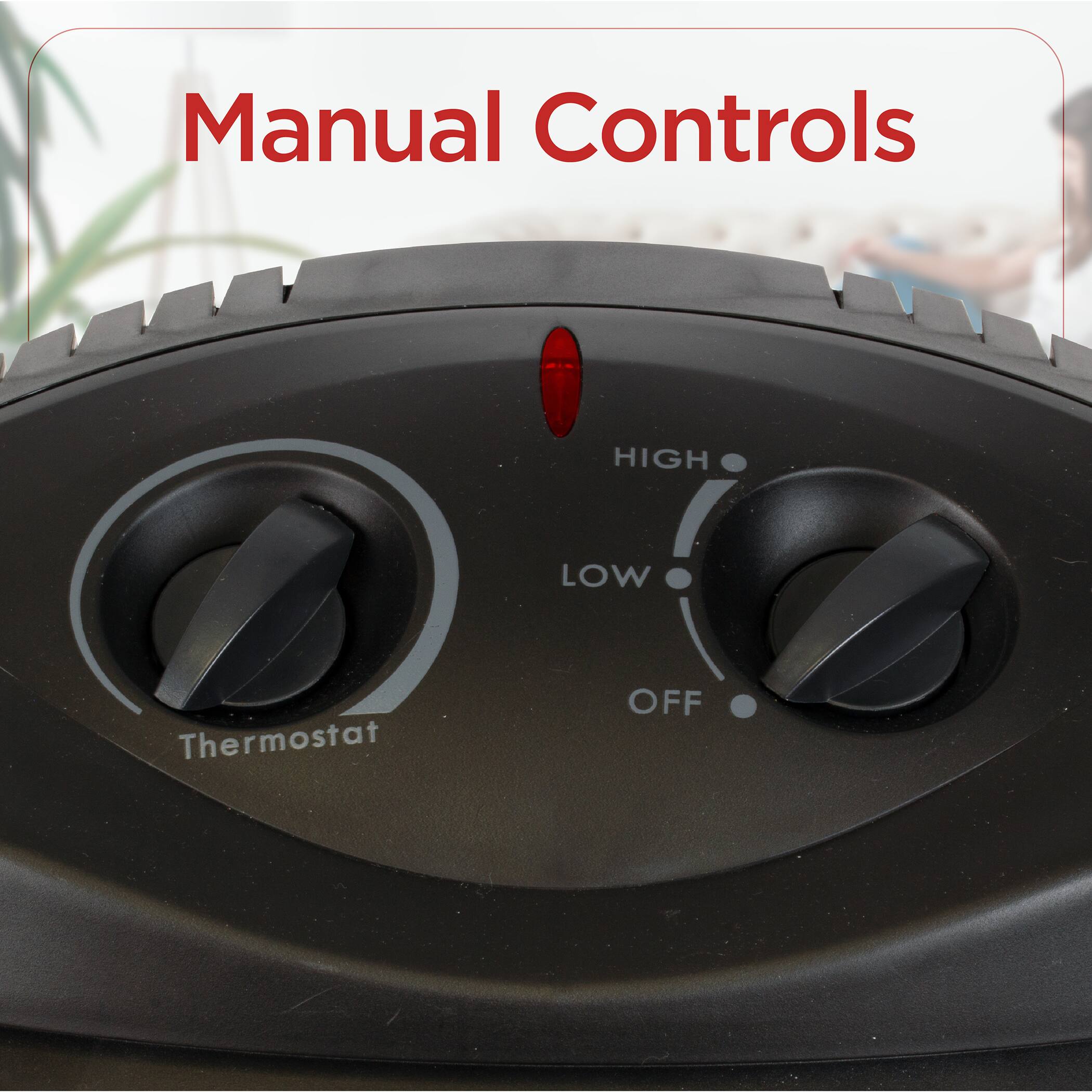 Manual Controls, Thermostat, HIGH, LOW, OFF