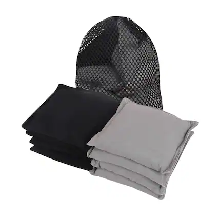 Front. GSE Games & Sports Expert - Set of 8 Premium Weather Resistant Regulation Size and Weight Cornhole Bean Bags.(Black & Grey) - Black & Grey.