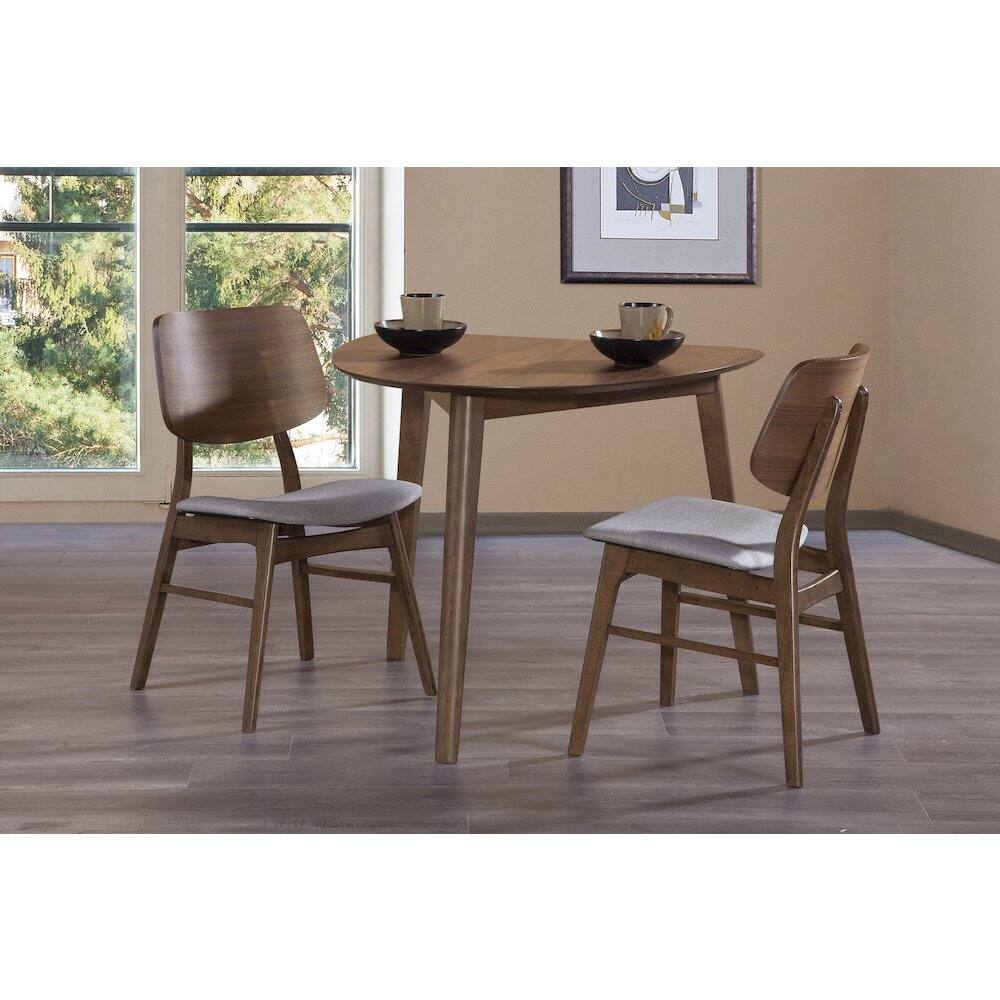 Angle. New Classic Furniture - Oscar 3-Piece Wood Corner Table Set in Walnut/Dark Gray - Walnut/Dark Gray.