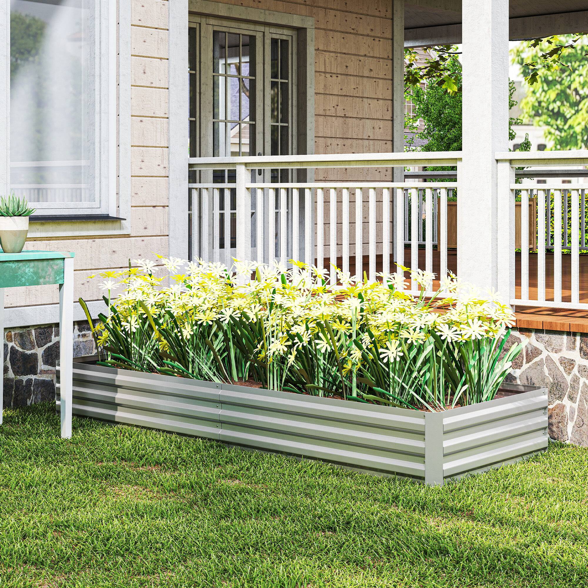 Alt View 7. Outsunny - x 36" x 12" Galvanized Raised Garden Bed, Easy DIY and Cleaning for Growing Flowers, Herbs.