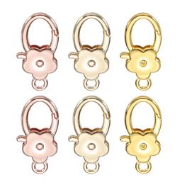 Unique Bargains - 6pcs Flower Lobster Claw Clasps Metal Snap Hook Keychain Clips for DIY Craft Bag Charm Accessory - Light Gold/K Gold/Rose Gold