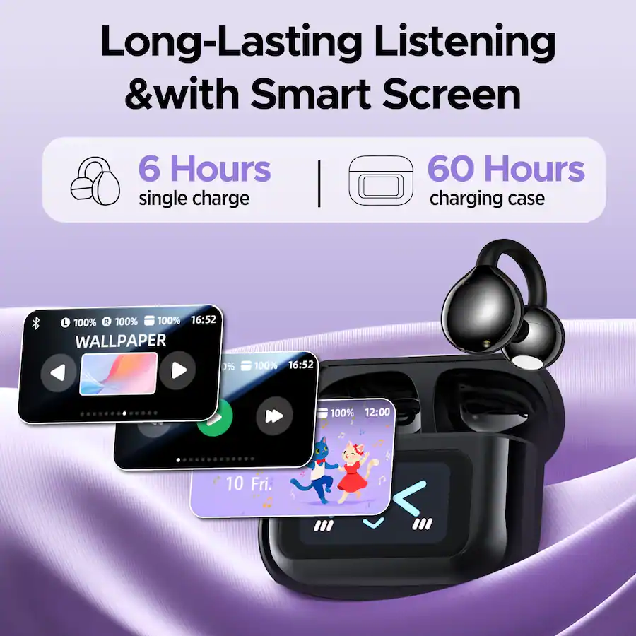 Vcvb VEAT00L VEATOOL Open Ear Clip On Earbuds, Bluetooth 5.4 Sports ...