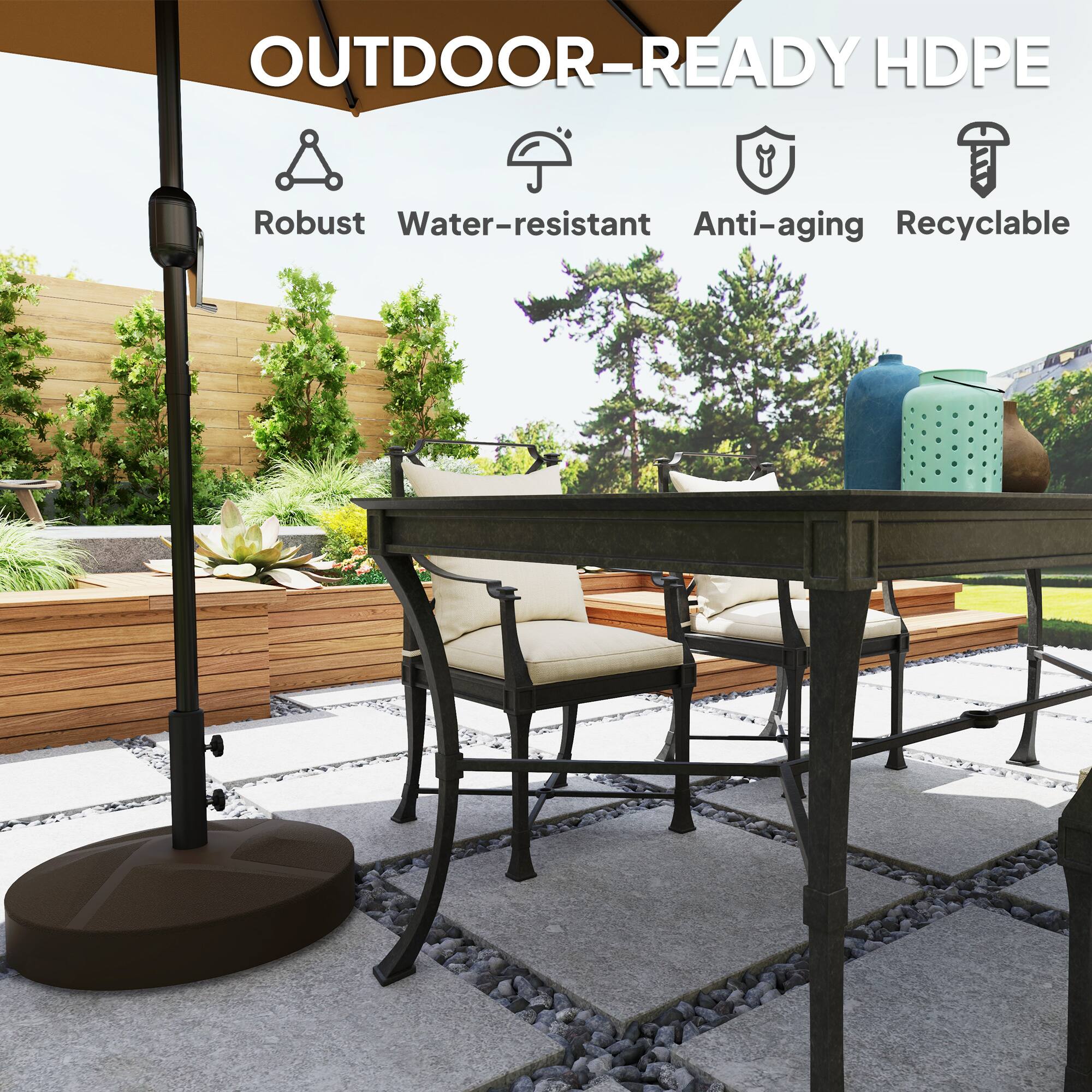 OUTDOOR-READY HDPE
Robust
Water-resistant
Anti-aging
Recyclable