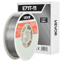 VEVOR - Flux Core MIG Welding Wire, E71T-11 0.03-inch 10 LBS, Gasless Mild Steel Welding Wire with Low Spatter - Silver-Gray