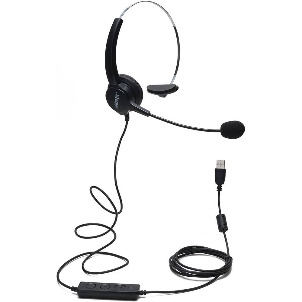 Alt View 5. AGPtek - Call Center Hands-Free Noise Cancelling Corded Monaural Headset with Mic Mircrophone - Black.