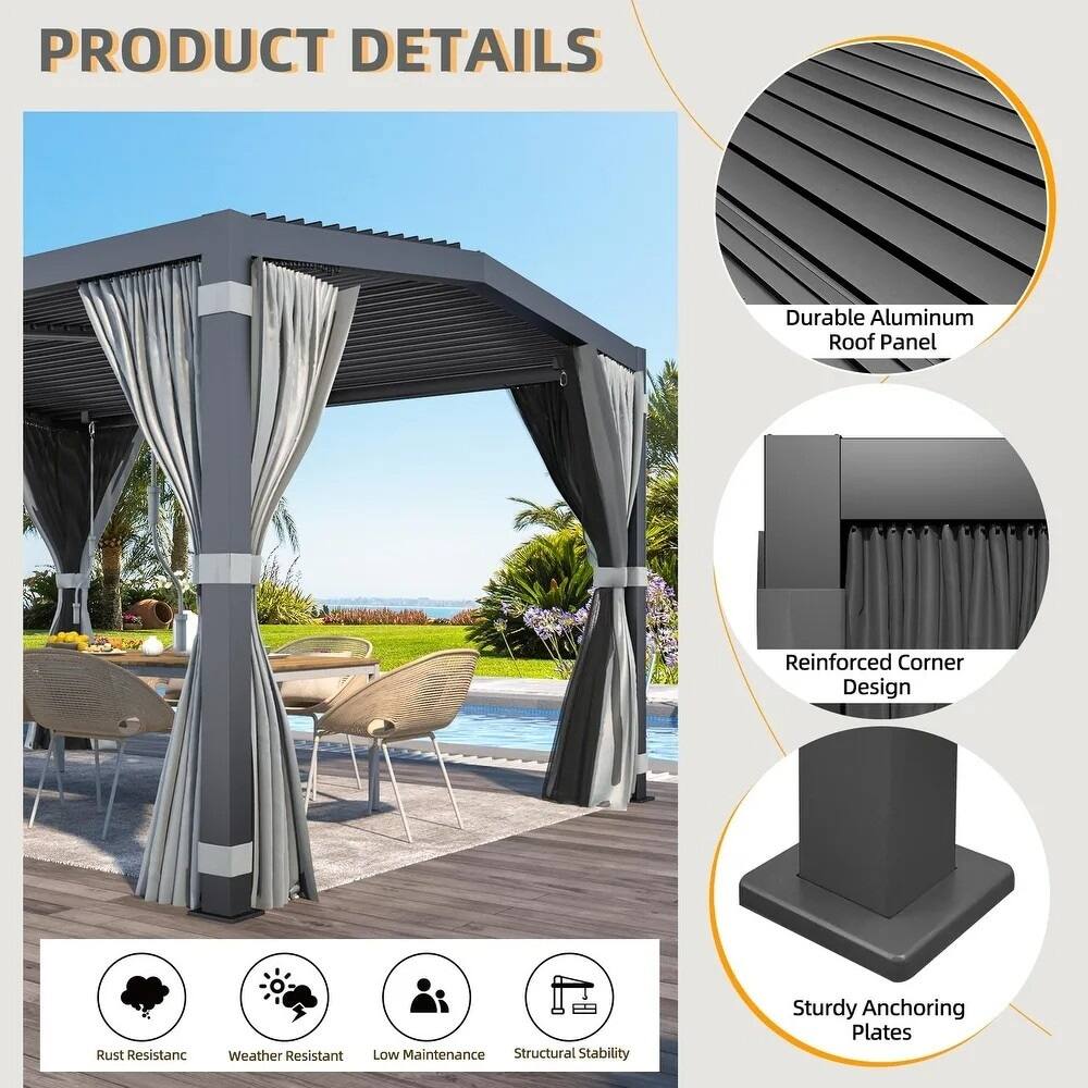 PRODUCT DETAILS

- Durable Aluminum Roof Panel
- Reinforced Corner Design
- Rust Resistance
- Weather Resistant
- Low Maintenance
- Structural Stability
- Sturdy Anchoring Plates