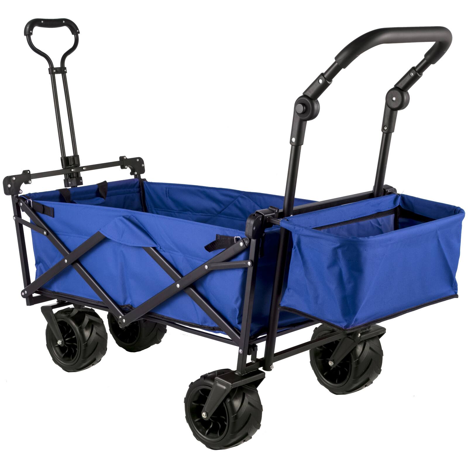 Alt View 5. VEVOR - Extra Large Collapsible Garden Cart with Removable Canopy, Folding Wagon Utility Carts with Wheels and Rear Storage - Blue.