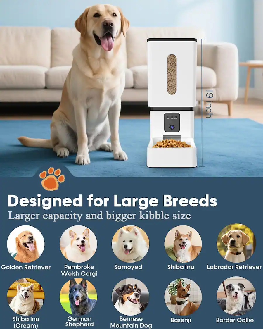 PRIMEPLUS Automatic Dog Feeder for Large Breed with Camera 12L/50 Cups ...