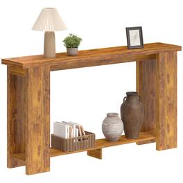 Homcom - Console Table, 63" Narrow Entryway Table with Thickened Tabletop for Living Room, Hallway - Distressed Brown