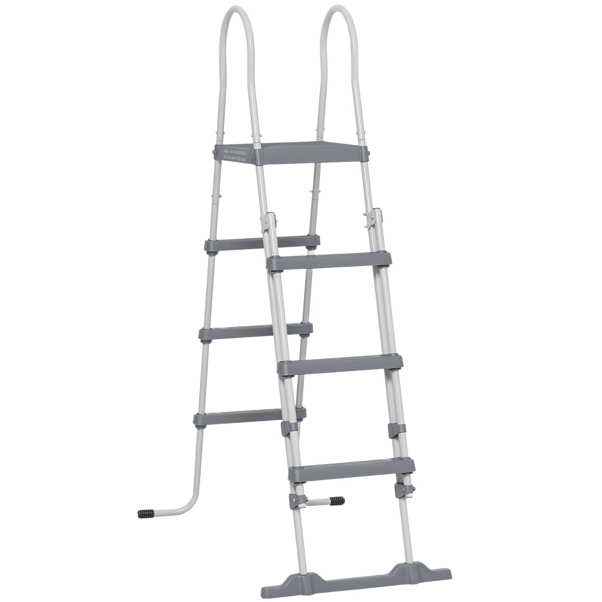 Outsunny - Above Ground Swimming Pool Ladder, A-Frame Deck Ladder - Gray