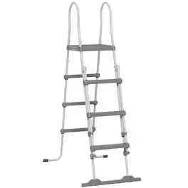 Outsunny - Above Ground Swimming Pool Ladder, A-Frame Deck Ladder - Gray