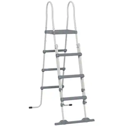 Front. Outsunny - Above Ground Swimming Pool Ladder, A-Frame Deck Ladder - Gray.