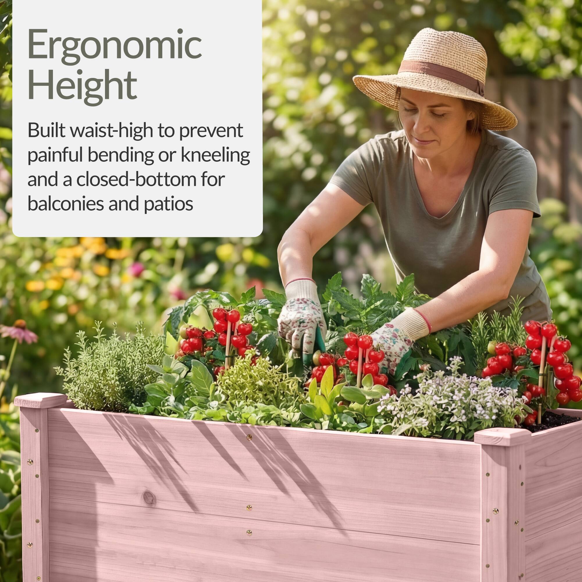 Ergonomic Height

Built waist-high to prevent painful bending or kneeling and a closed-bottom for balconies and patios