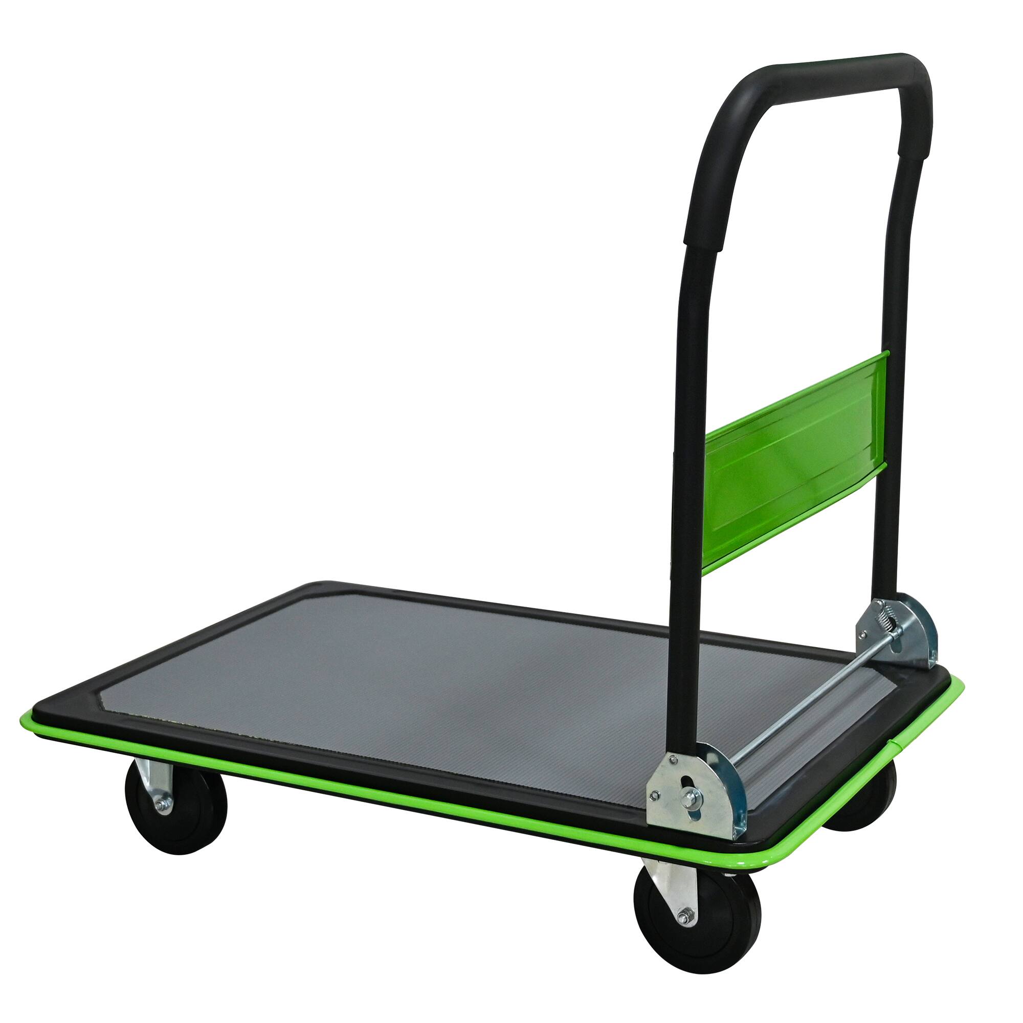 Angle. LOVMOR - 660-Lb Foldable Flatbed Cart with 360 Degree Swivel Wheels - Green.
